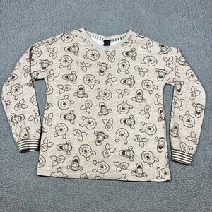 Disney Winnie the Pooh Tigger Piglet Long Sleeve Pajama Top Small Tan Heather